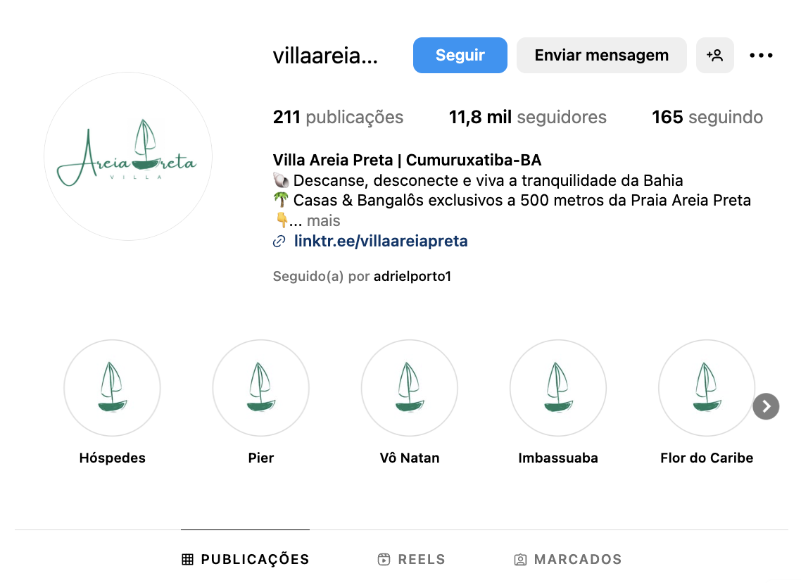 Instagram Villa Areia Preta