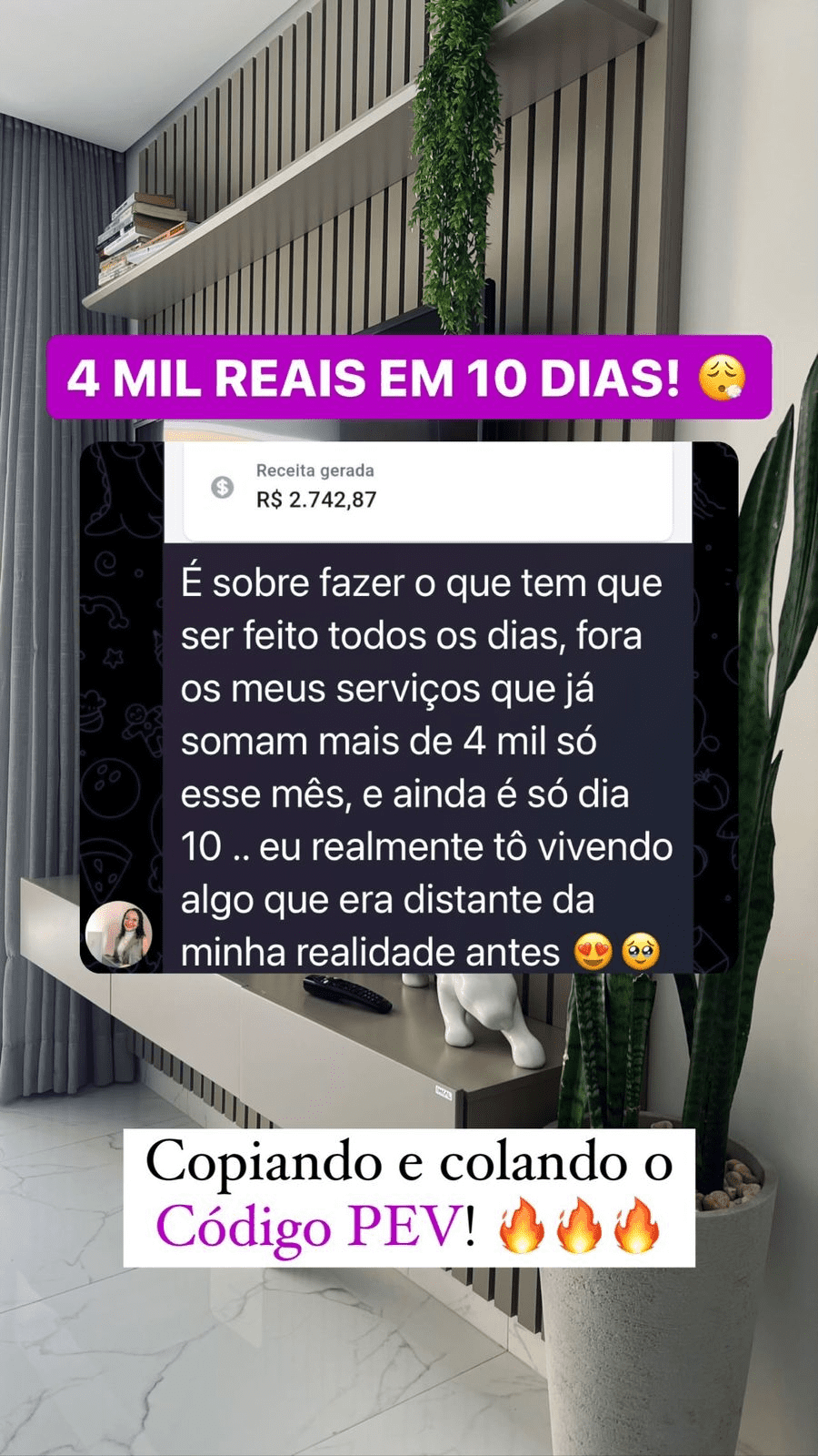 Depoimento crescimento de perfil