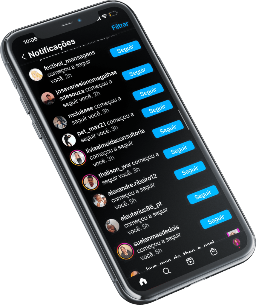 Notificações de novos seguidores